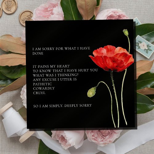 Red Flower Iâm sorry apology Card