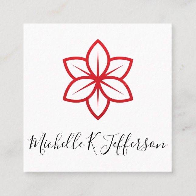 Red Flower Icon Minimalist Square Business Card (Front)