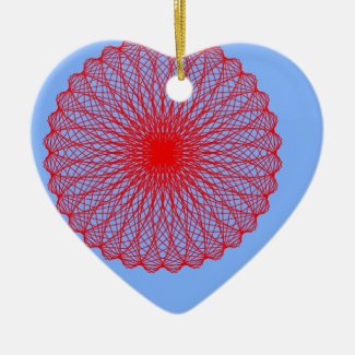 red flower in blue abstract art ceramic ornament