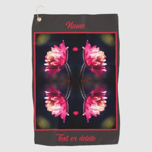 Red Flower In Sunlight Abstract Personalized Golf Towel