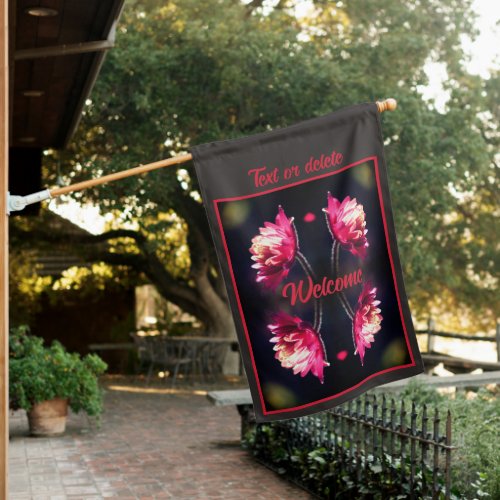 Red Flower In Sunlight Abstract Personalized House Flag
