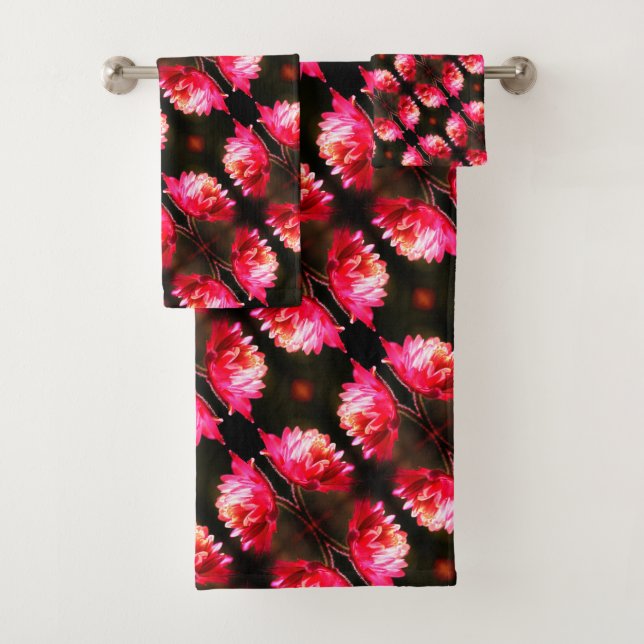 Red Flower In Sunlight Close Up Pattern   Bath Towel Set (Insitu)