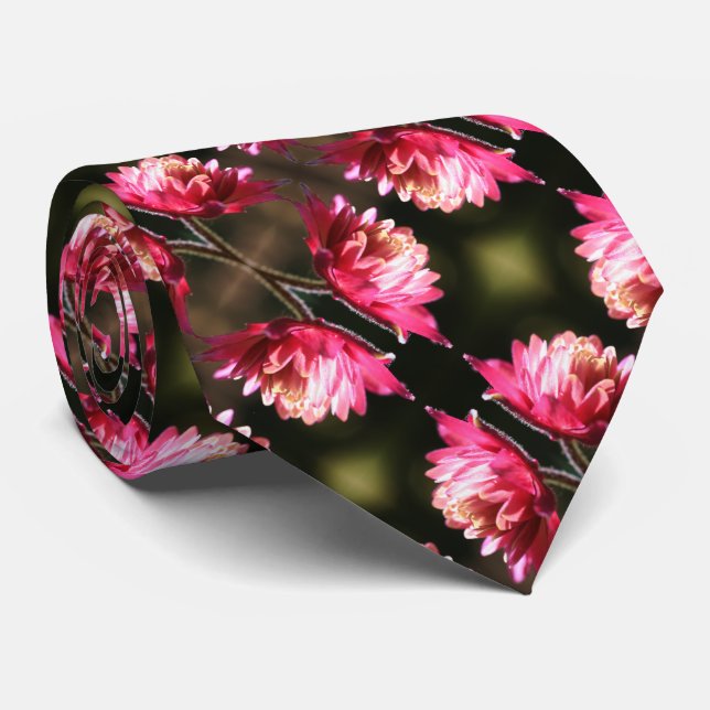Red Flower In Sunlight Close Up Pattern      Neck Tie (Rolled)
