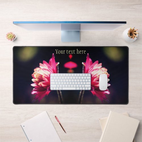 Red Flower In Sunlight Close Up Personalized Desk Mat