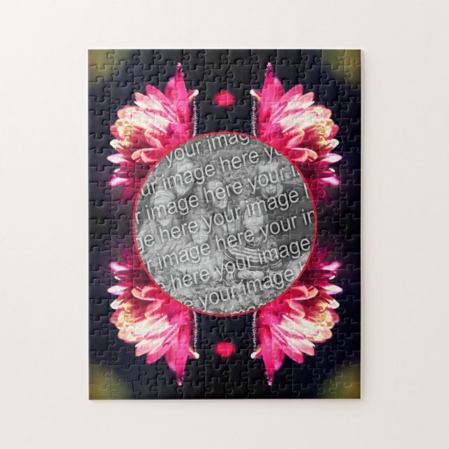 Red Flower In Sunlight Frame Add Your Photo Jigsaw Puzzle (Vertical)