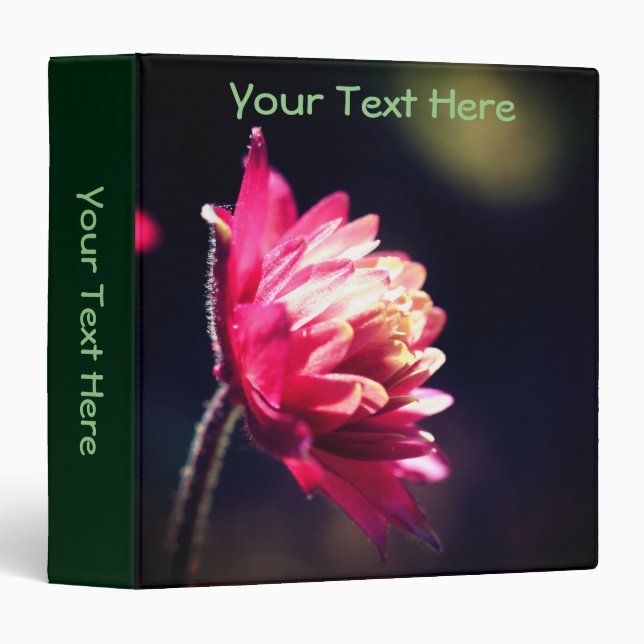 Red Flower In Sunlight Nature Personalized 3 Ring Binder (Front/Spine)