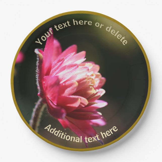Red Flower In Sunlight Personalized Party   Paper Plates (Front)