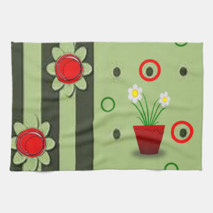 red flower kitchen hand towel