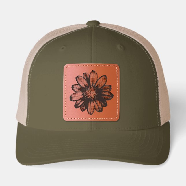 red flower leather patch hat (Front)