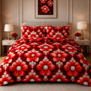 🌹 Red Flower Luxury Bedding Gift For Her ❤️ Duvet Cover