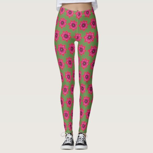 Red flower mandala  leggings