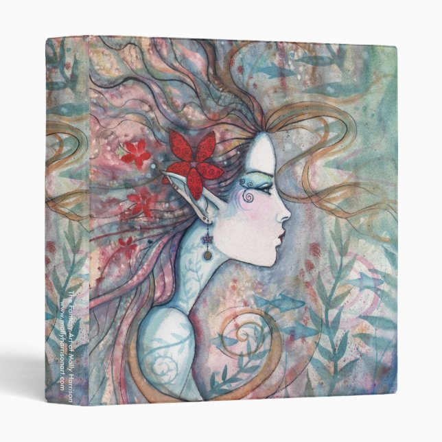 Red Flower Mermaid Binder by Molly Harrison (Front/Spine)