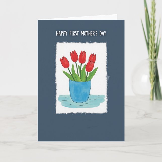 Red Flower Mothers Day Art Card (Front)