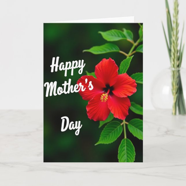 Red Flower Mothers Day Image Card (Front)