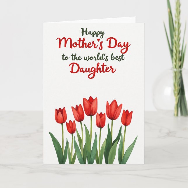 Red Flower Mothers Day Script Card (Front)