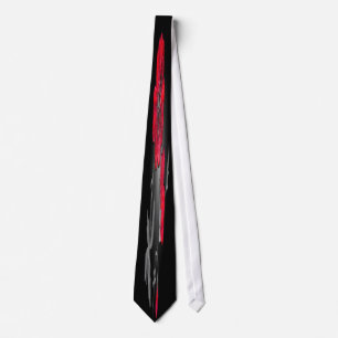Red Flower on Black and Grey Background Tie