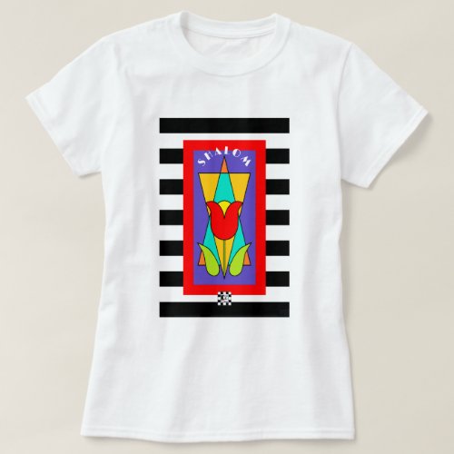 Red Flower On Star of David T_Shirt