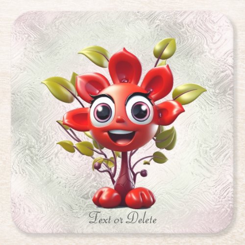 Red Flower Paper Coaster