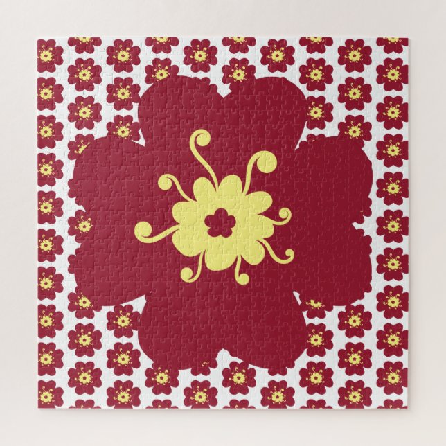 Red Flower Pattern Frustrating Jigsaw Puzzle (Vertical)