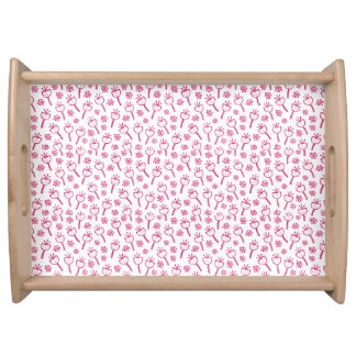 Red Flower Pattern Serving Tray