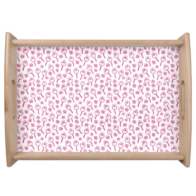 Red Flower Pattern Serving Tray (Front)