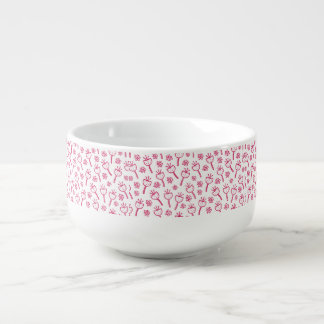 Red Flower Pattern Soup Mug