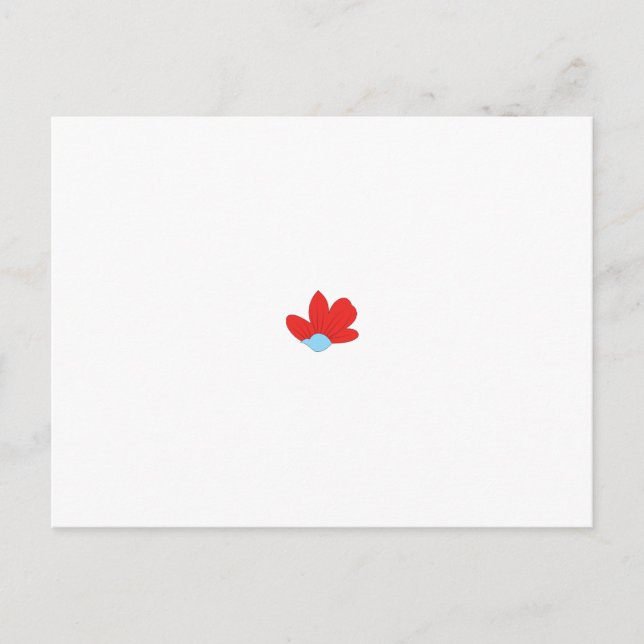 Red flower petal design with a light blue center. postcard (Front)