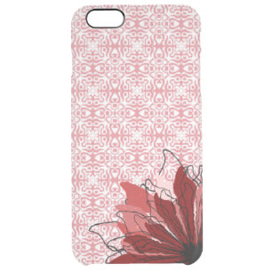 Red flower petals on lace pattern clear iPhone 6 plus case
