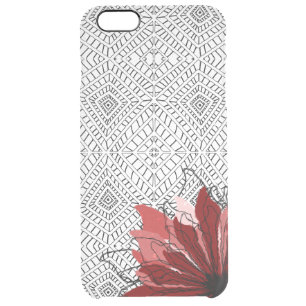 Red flower petals on tribal pattern clear iPhone 6 plus case
