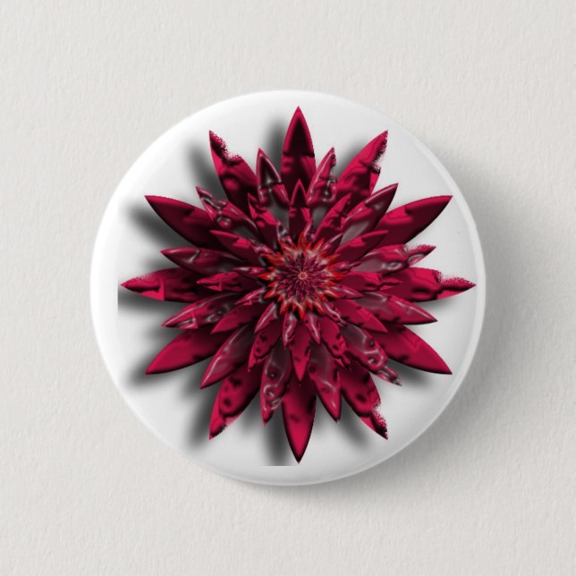 red flower pinback button (Front)