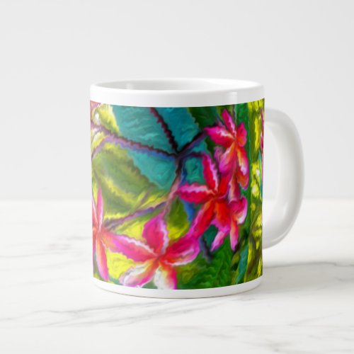 Red Flower Plumeria Pattern Giant Coffee Mug