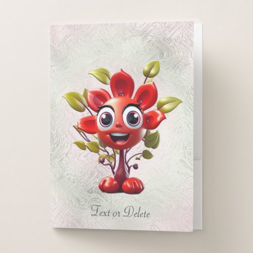 Red Flower Pocket Folder