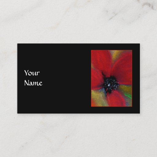 Customizable Red Flower, Poppy. Business Card Templates