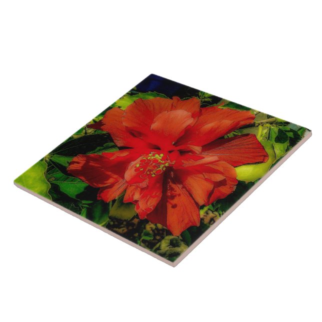 Red Flower Power Ceramic Tile (Side)