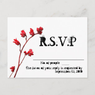Red flower R.S.V.P. cards