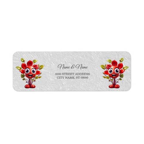 Red Flower Return Address Label