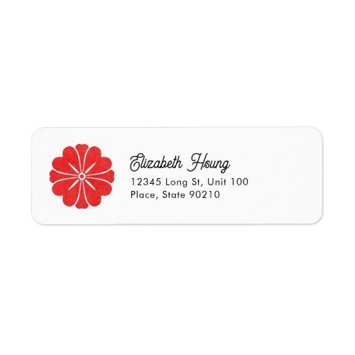 Red Flower Return Address Label