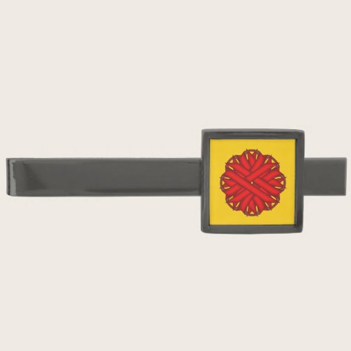 Red Flower Ribbon by Kenneth Yoncich Gunmetal Finish Tie Clip Red Flower Ribbon by Kenneth Yoncich Gunmetal Finish Tie Clip