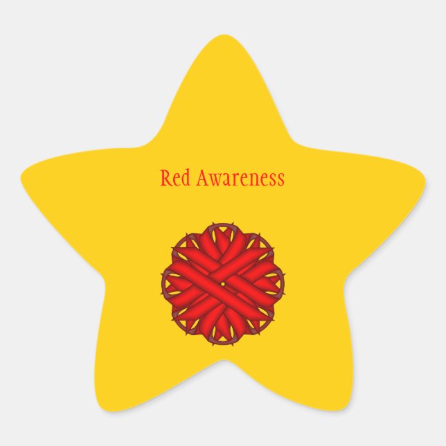 Red Flower Ribbon by Kenneth Yoncich Star Sticker (Front)