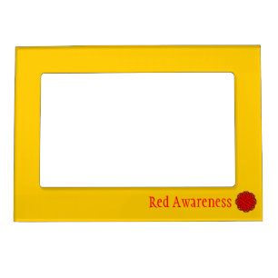 Red Flower Ribbon Template by Kenneth Yoncich Magnetic Photo Frame