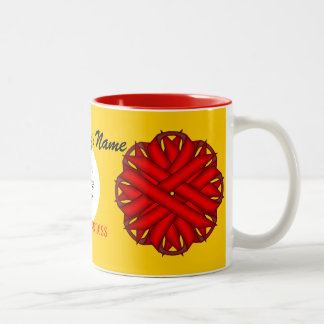 Red Flower Ribbon Template by Kenneth Yoncich Two-Tone Coffee Mug