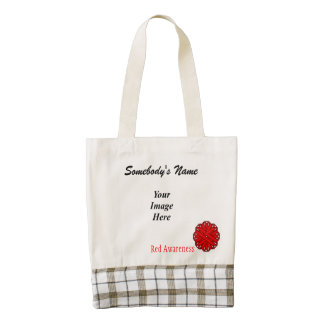 Red Flower Ribbon Template Zazzle HEART Tote Bag
