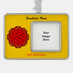 Red Flower Ribbon Tmpl (H-O) by Kenneth Yoncich Christmas Ornament