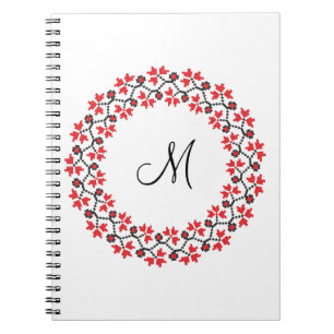 Red flower ring Personalized Monogram Initial Notebook