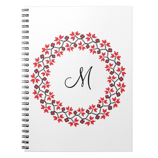 Red flower ring Personalized Monogram Initial Notebook (Front)