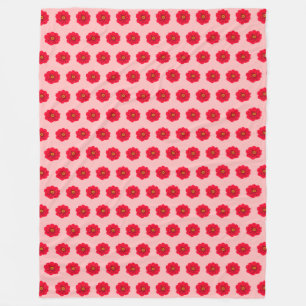 Red Flower Seamless Pattern Fleece Blanket