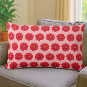 Red Flower Seamless Pattern Lumbar Pillow