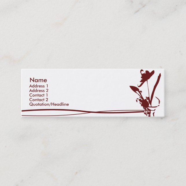 Red Flower - Skinny Mini Business Card (Front)