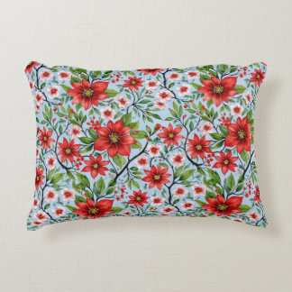 Red Flower Sky Garden Accent Pillow