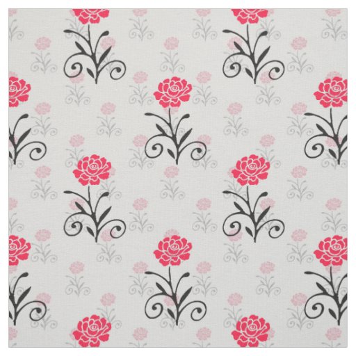 Red Flower Stalk Illustration Fabric